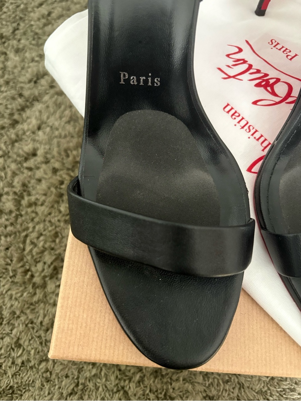 Christian Louboutin Black Marylin 85 Leather Slingback Heels - Picture 2 of 13